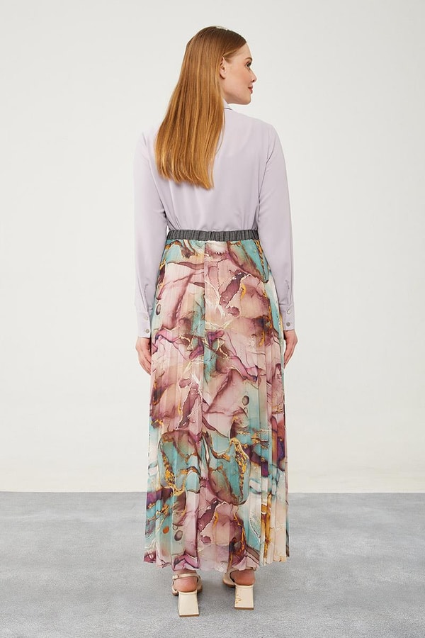 LevidorLevidor Mürdüm Mermer Desen Şifon Etek