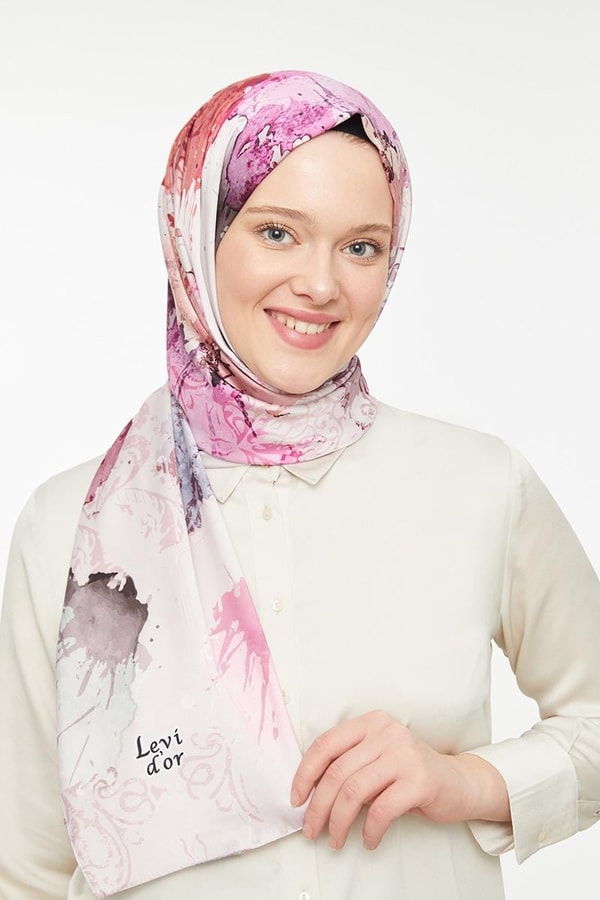 LevidorLevidor Nude Batik Görünümlü Twill Şal