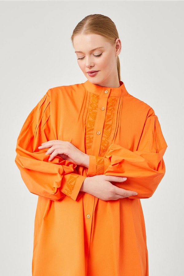 LevidorLevidor Oranj Balon Kol Kroşeta Detaylı Gömlek
