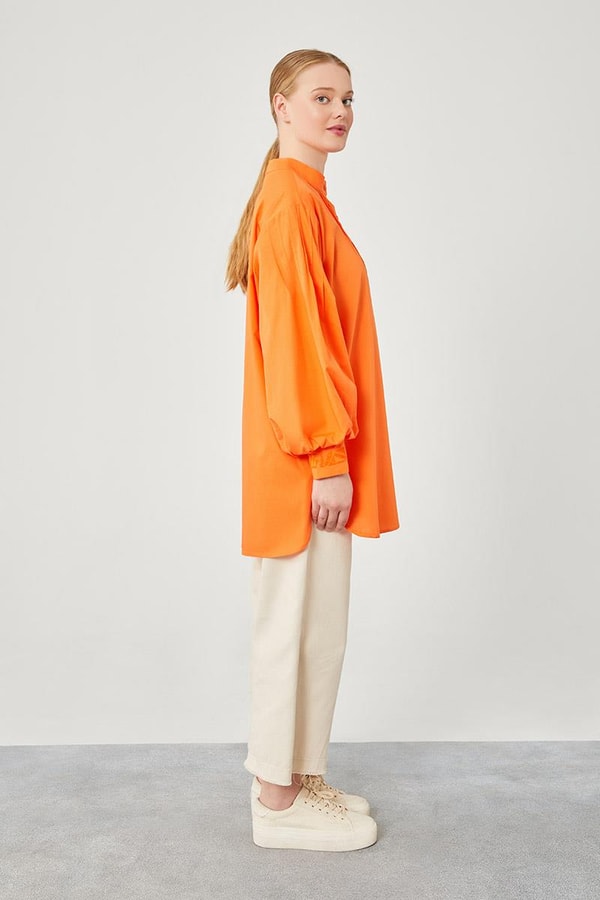 LevidorLevidor Oranj Balon Kol Kroşeta Detaylı Gömlek