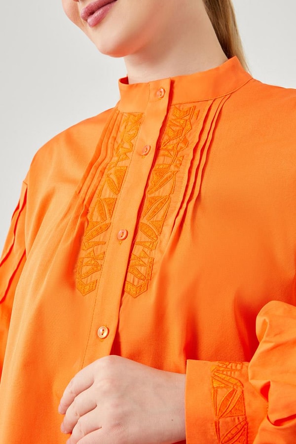 LevidorLevidor Oranj Balon Kol Kroşeta Detaylı Gömlek