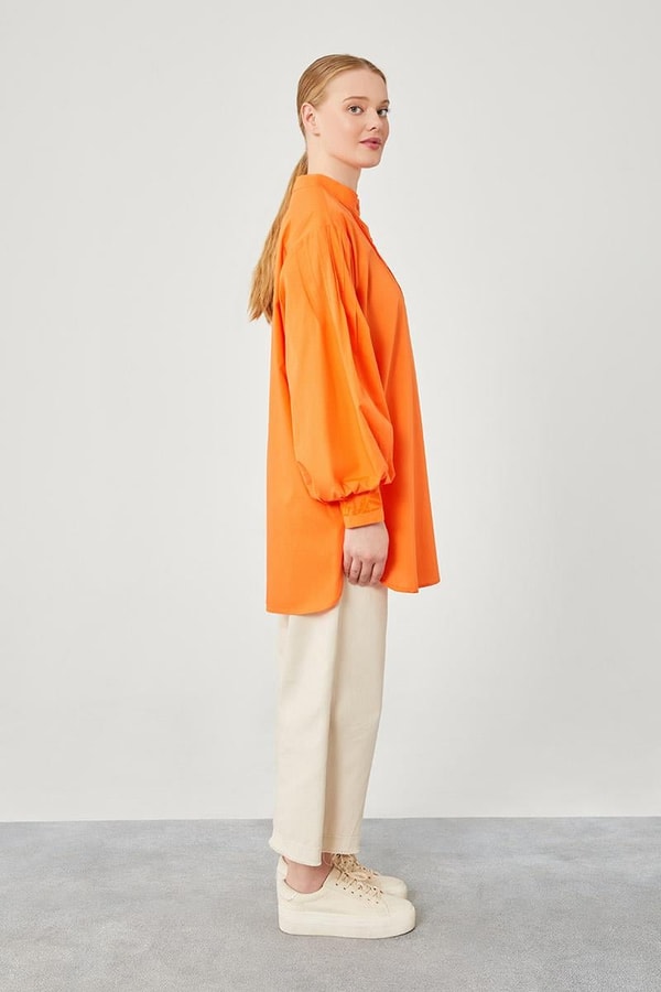 LevidorLevidor Oranj Balon Kol Kroşeta Detaylı Gömlek