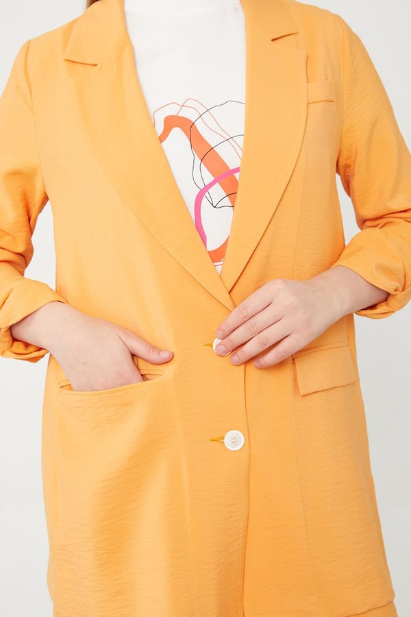 LevidorLevidor Oranj Baskılı İçlikli Geniş Paça Pantolonlu Ceket Takım