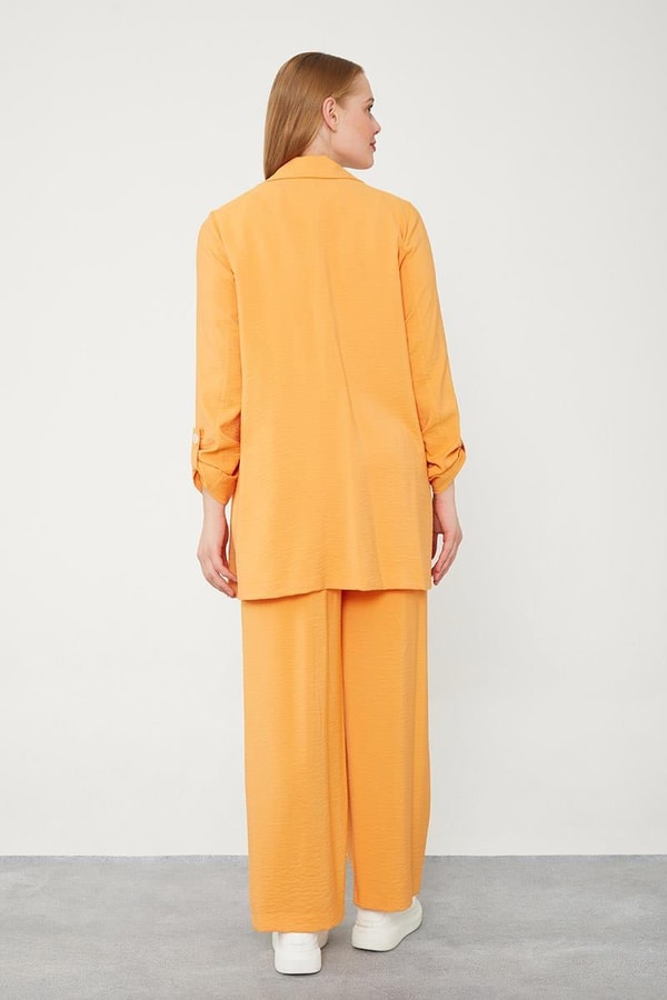 LevidorLevidor Oranj Baskılı İçlikli Geniş Paça Pantolonlu Ceket Takım