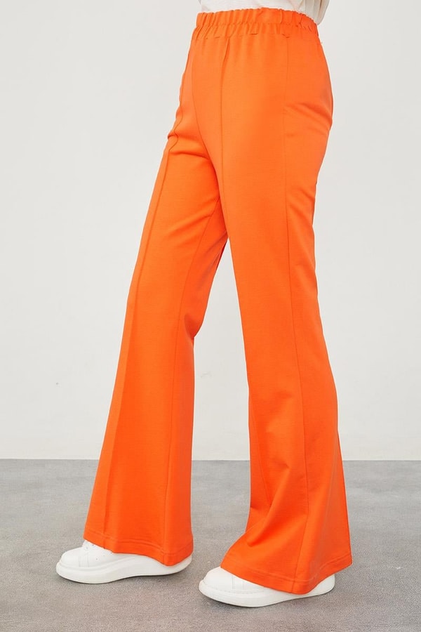 LevidorLevidor Oranj Beli Lastikli Kuşgözü Detaylı Pantolon