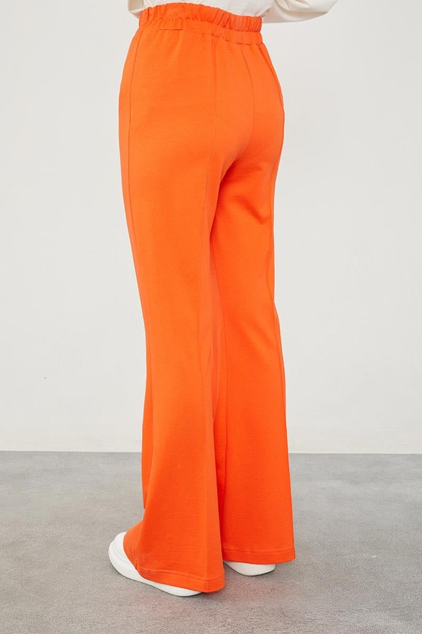 LevidorLevidor Oranj Beli Lastikli Kuşgözü Detaylı Pantolon