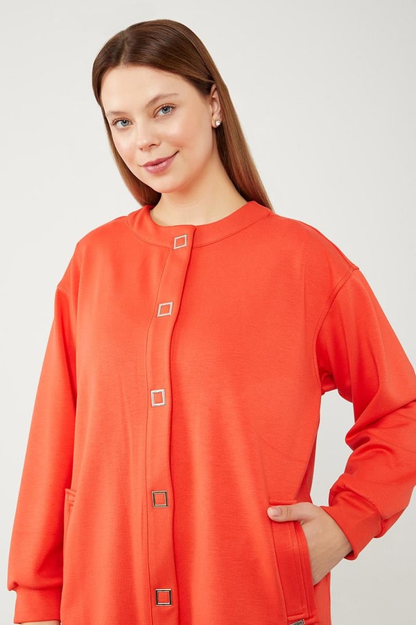 LevidorLevidor Oranj Bisiklet Yaka Cepli Penye Pantolonlu Spor Takım