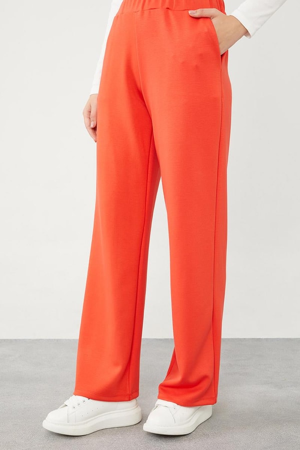 LevidorLevidor Oranj Bisiklet Yaka Cepli Penye Pantolonlu Spor Takım