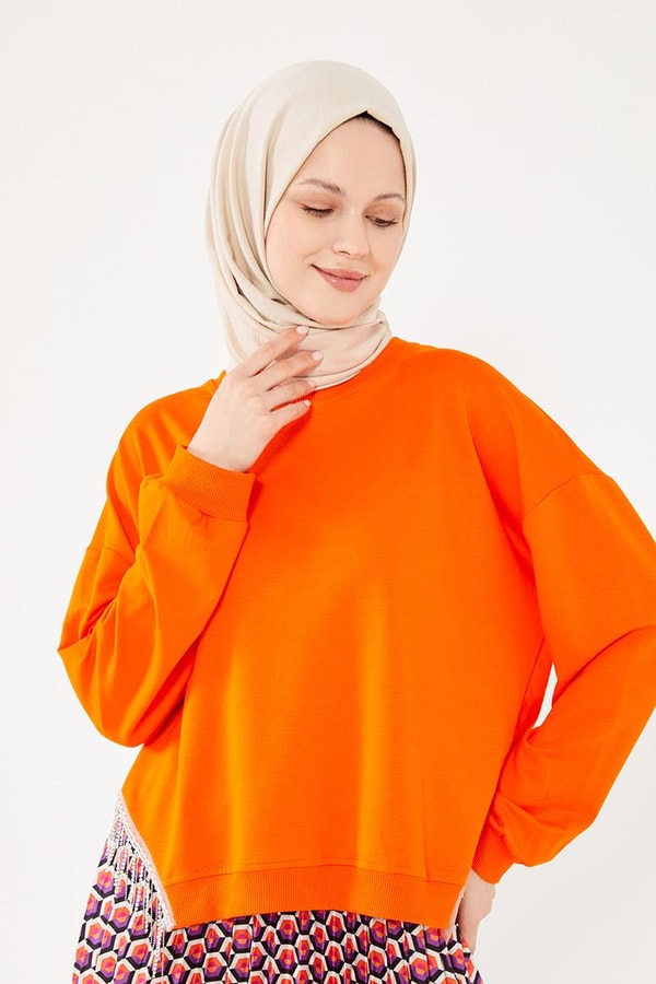 LevidorLevidor Oranj Bluz Taşlı Pilise Etekli Takım