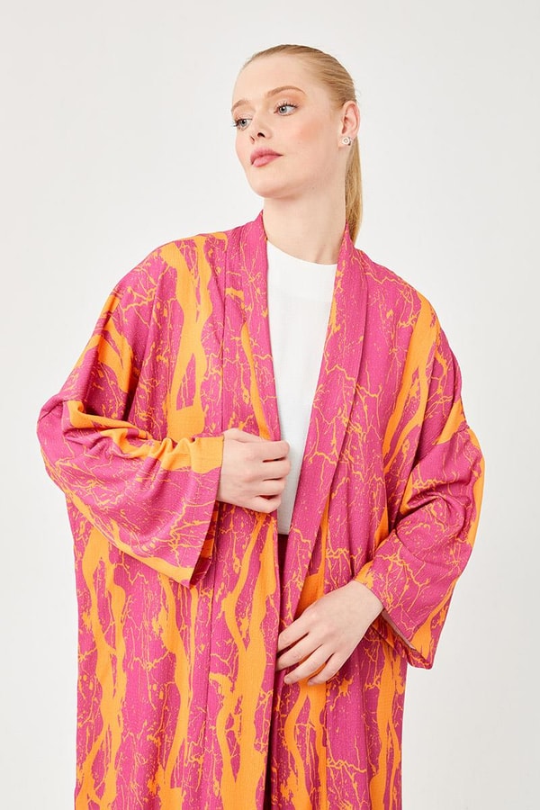 LevidorLevidor Oranj Desenli Kimono Takım