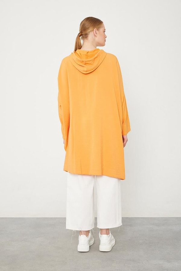 LevidorLevidor Oranj Kapuşonlu Kanguru Cepli Tunik