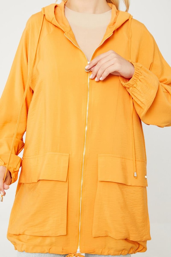 LevidorLevidor Oranj Kapüşonlu Tril Kumaş Kap