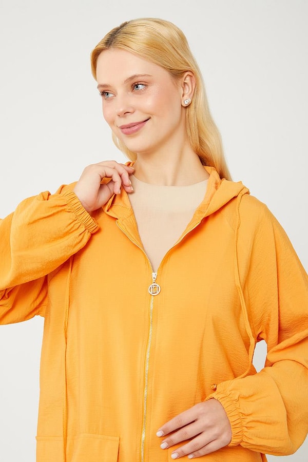 LevidorLevidor Oranj Kapüşonlu Tril Kumaş Kap