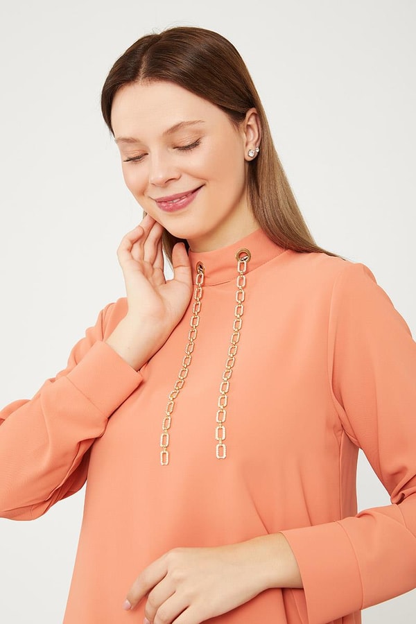 LevidorLevidor Oranj Taş Zincir Aksesuarlı İkili Takım