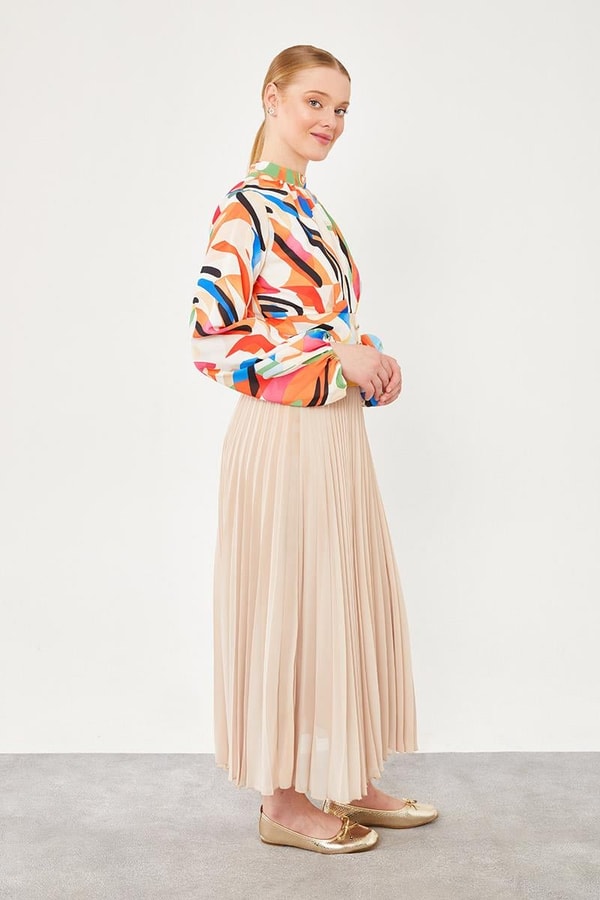 LevidorLevidor Oranj Yakası Büzgülü Arkası Gipeli Bluz