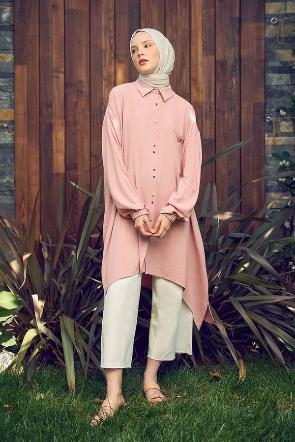 LevidorLevidor Pembe Cebi Broşlu Tunik
