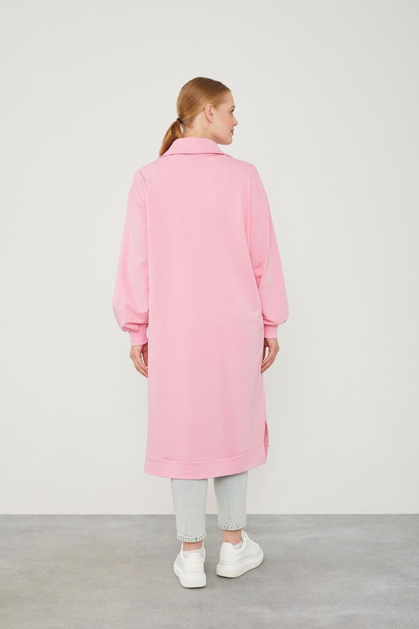 LevidorLevidor Pembe Dik Yaka Fermuarlı Sweat