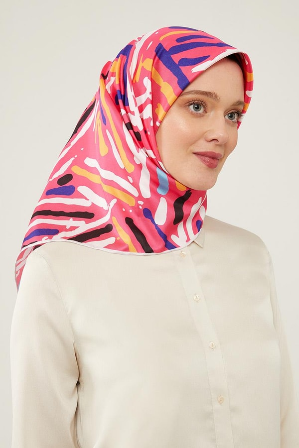 LevidorLevidor Pembe Fırça Desen Twill Eşarp