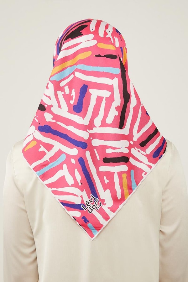 LevidorLevidor Pembe Fırça Desen Twill Eşarp