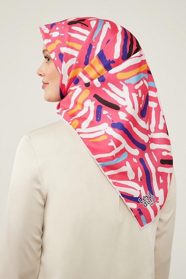 LevidorLevidor Pembe Fırça Desen Twill Eşarp