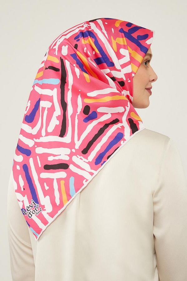 LevidorLevidor Pembe Fırça Desen Twill Eşarp