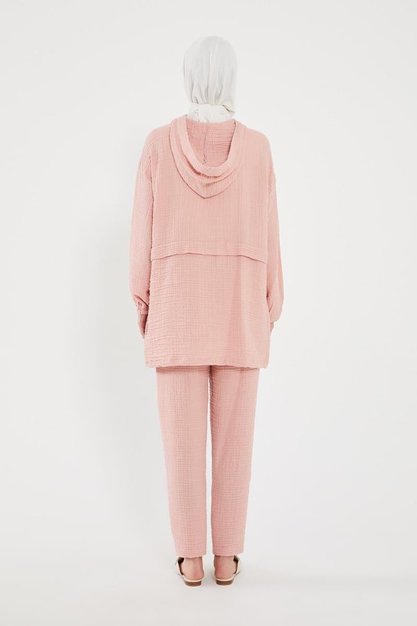 LevidorLevidor Pembe Kapşonlu Muslin Spor Takım