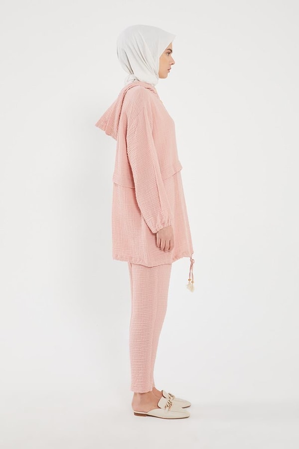 LevidorLevidor Pembe Kapşonlu Muslin Spor Takım