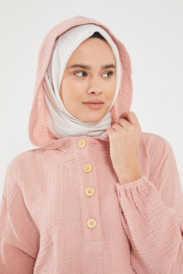 LevidorLevidor Pembe Kapşonlu Muslin Spor Takım