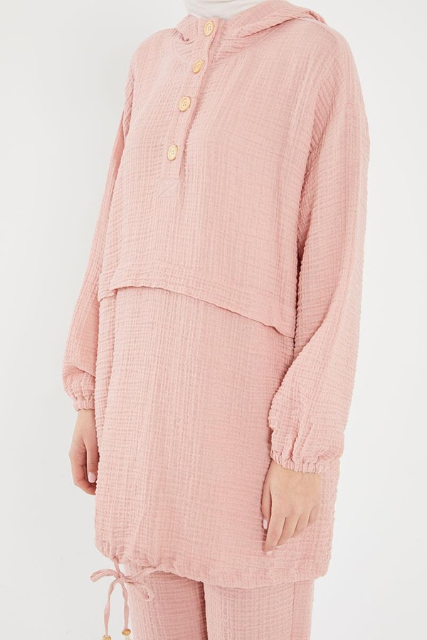 LevidorLevidor Pembe Kapşonlu Muslin Spor Takım