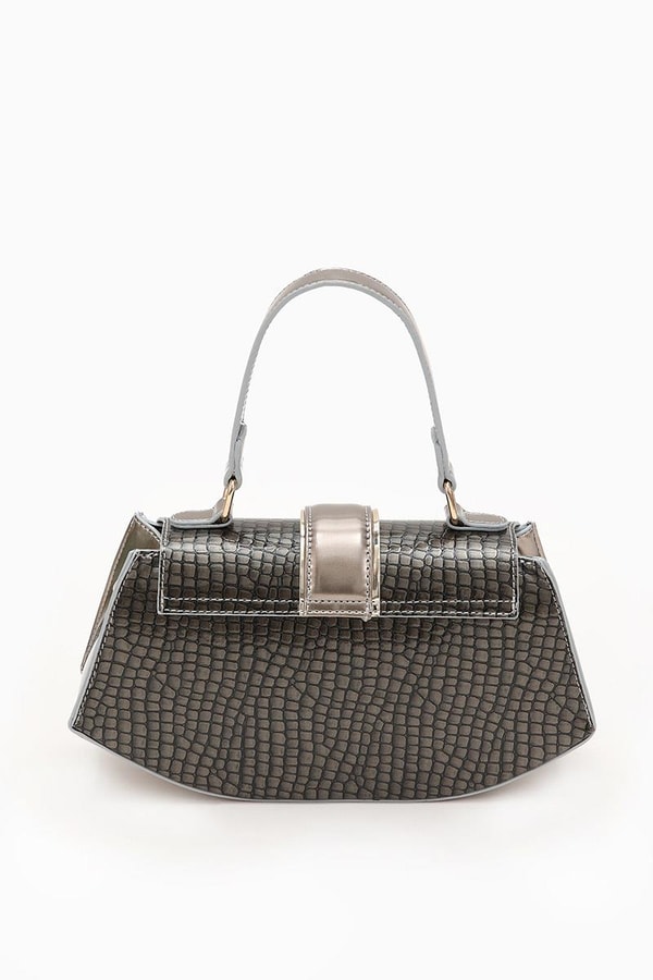 LevidorLevidor Platin Yılan Deri Desenli El Çantası