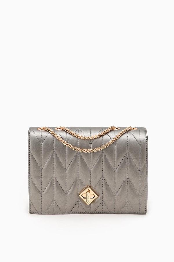 LevidorLevidor Platin Zincir Saplı Kabartma Desen Omuz Çantası