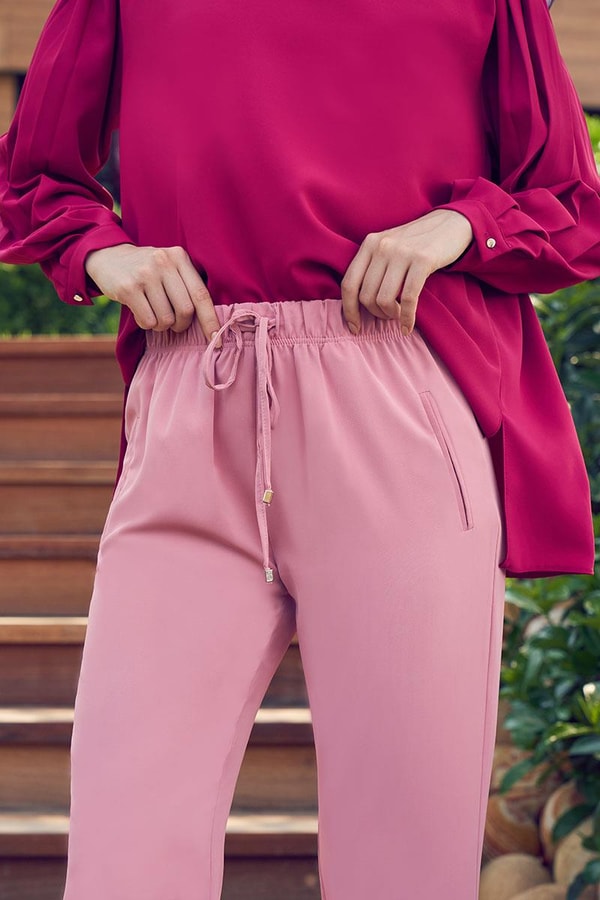 LevidorLevidor Pudra Beli Lastikli Spor Pantolon