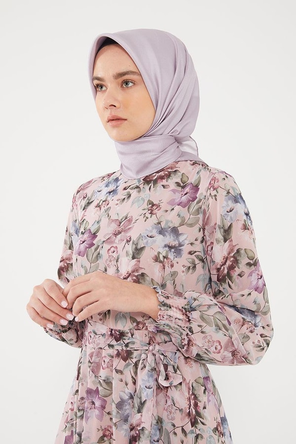 LevidorLevidor Pudra Çiçek desen şifon elbise