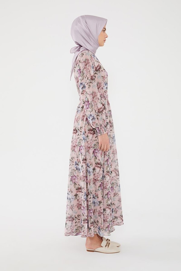 LevidorLevidor Pudra Çiçek desen şifon elbise