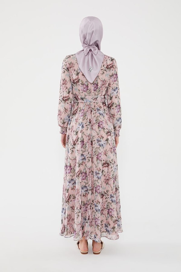 LevidorLevidor Pudra Çiçek desen şifon elbise