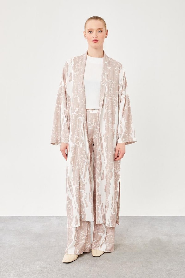 LevidorLevidor Pudra Desenli Kimono Takım