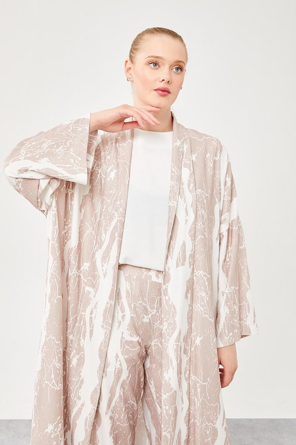 LevidorLevidor Pudra Desenli Kimono Takım