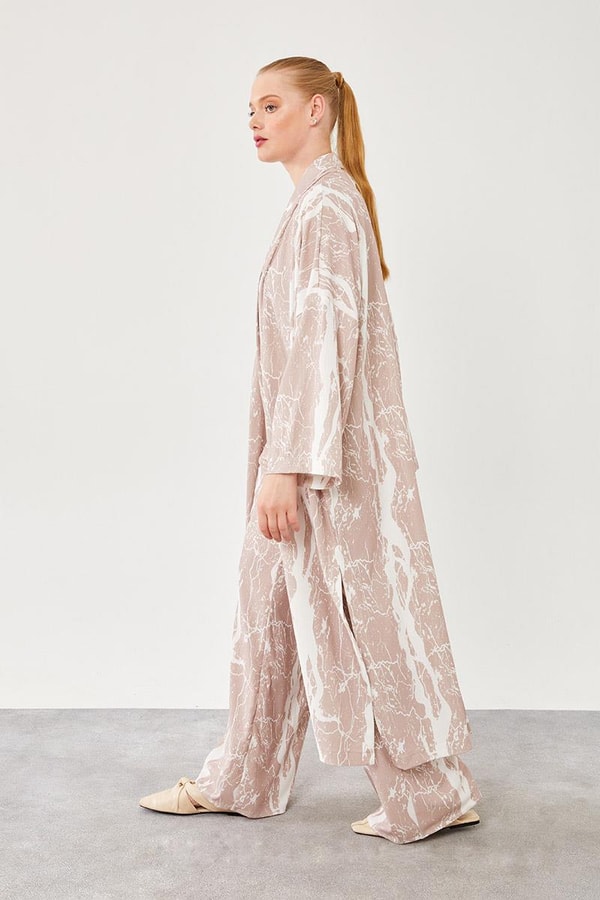 LevidorLevidor Pudra Desenli Kimono Takım