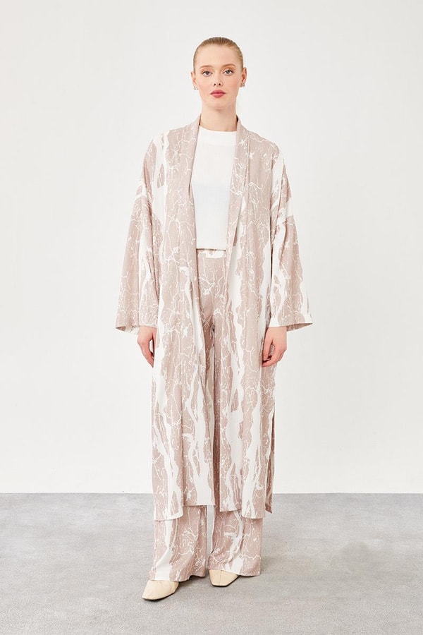 LevidorLevidor Pudra Desenli Kimono Takım
