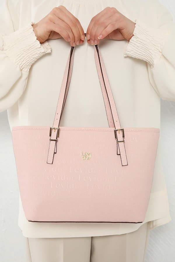 LevidorLevidor Pudra Monogram Baskılı Tote Çanta