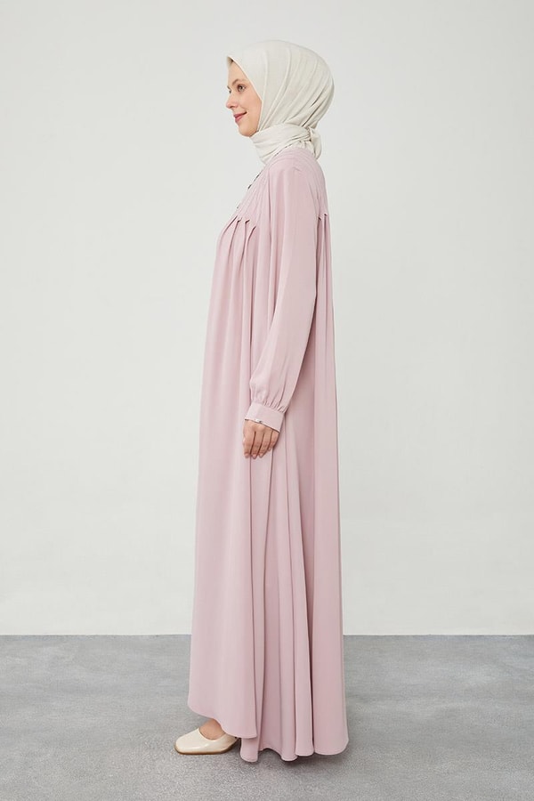 LevidorLevidor Pudra Yakası Düğme Detaylı Ferace