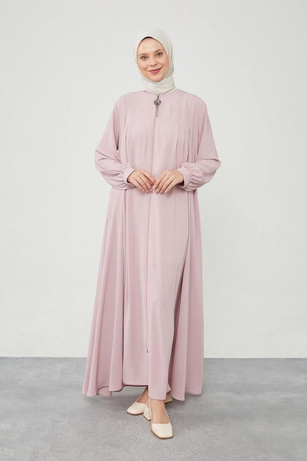 LevidorLevidor Pudra Yakası Düğme Detaylı Ferace