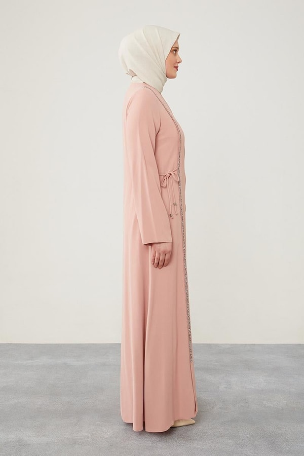 LevidorLevidor Pudra Yanları İp Bağlamalı Taş İşlemeli Ferace