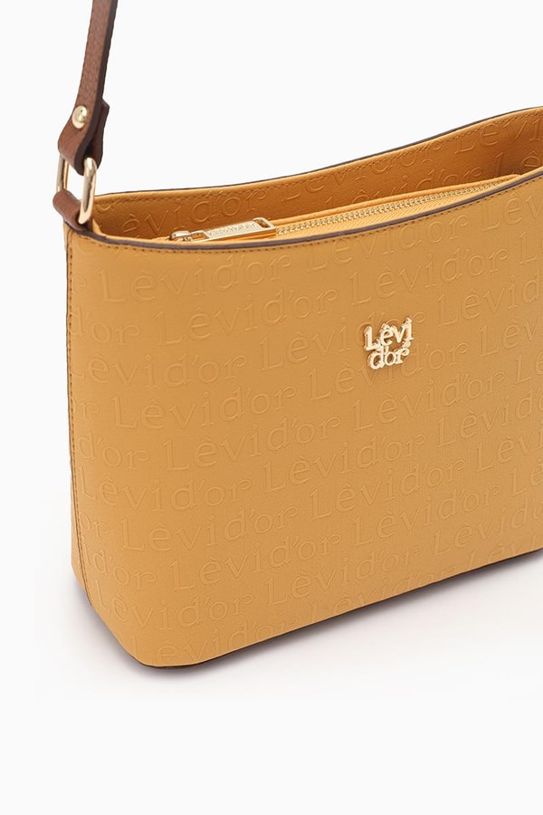 LevidorLevidor Safran Monogram Baskılı Baguette Çapraz Askılı Çanta