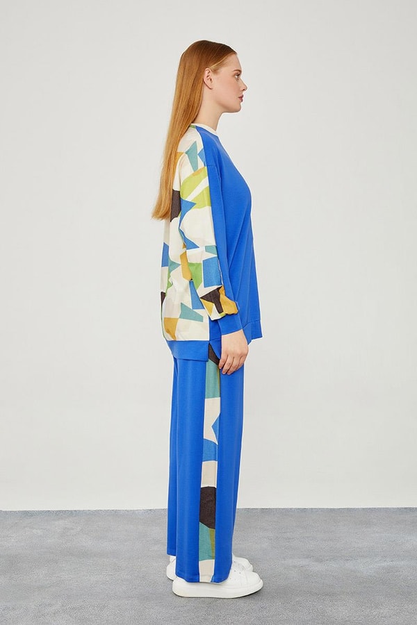 LevidorLevidor Saks Bisiklet Yaka Geometrik Desen Spor Takım