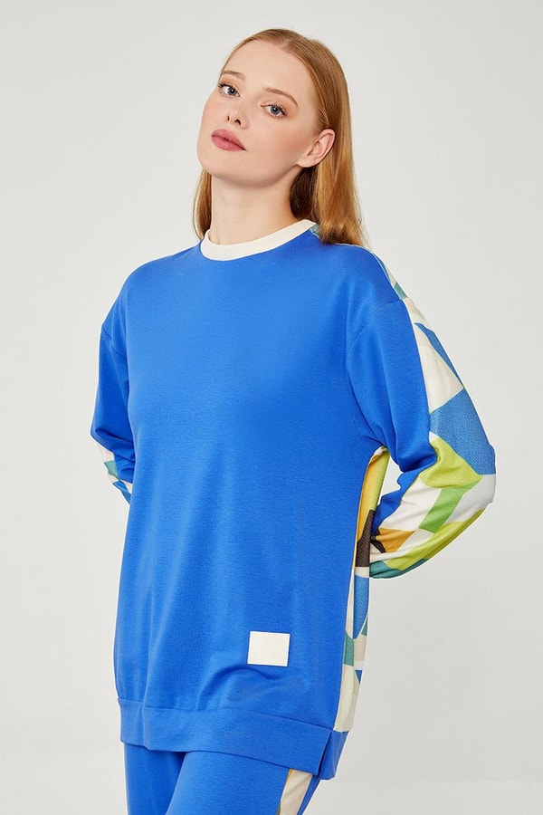 LevidorLevidor Saks Bisiklet Yaka Geometrik Desen Spor Takım