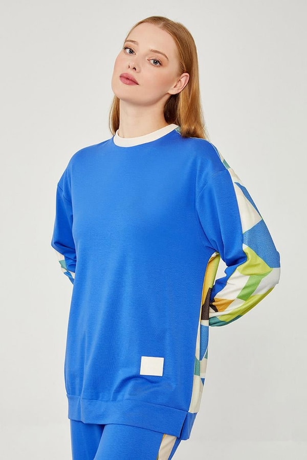 LevidorLevidor Saks Bisiklet Yaka Geometrik Desen Spor Takım