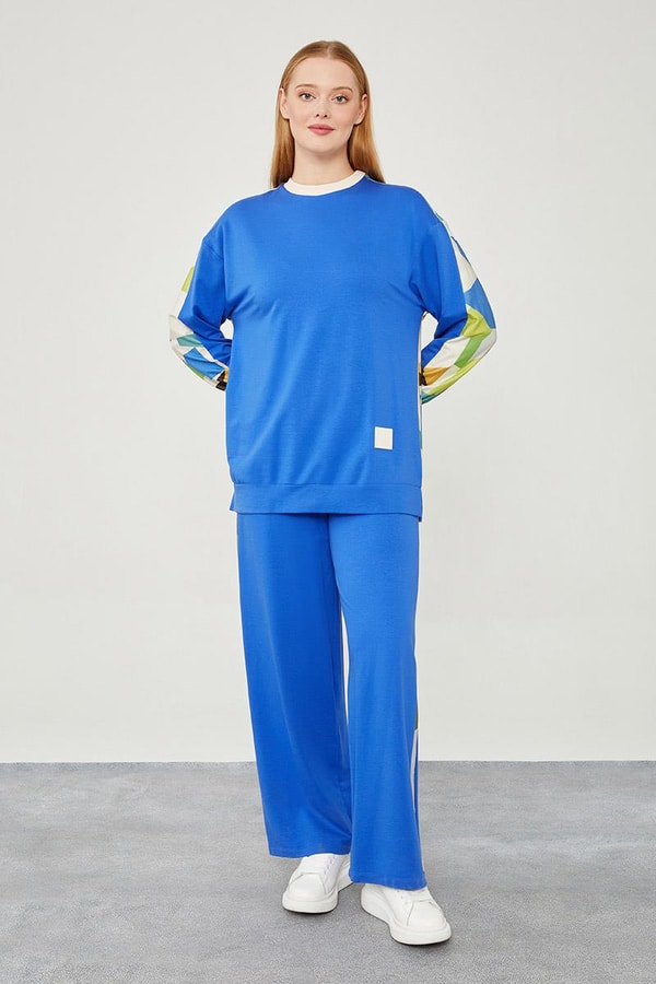 LevidorLevidor Saks Bisiklet Yaka Geometrik Desen Spor Takım