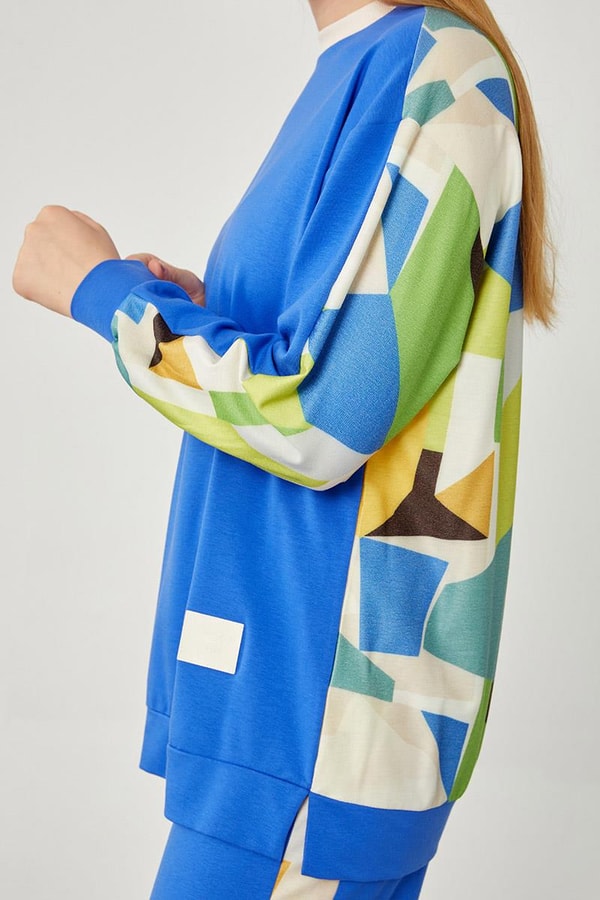 LevidorLevidor Saks Bisiklet Yaka Geometrik Desen Spor Takım