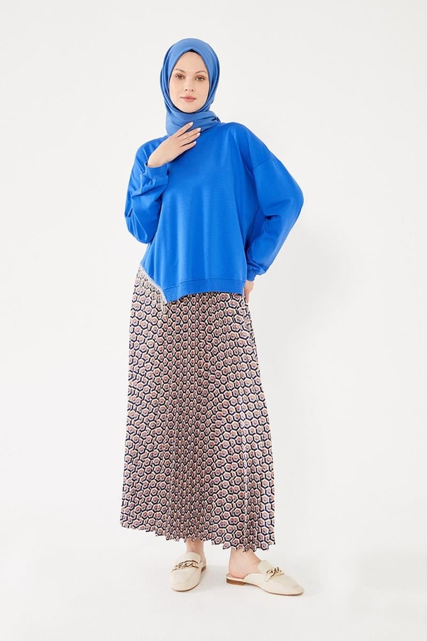 LevidorLevidor Saks Bluz Taşlı Pilise Etekli Takım